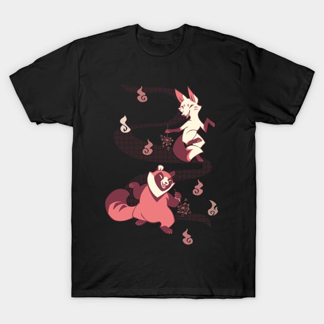 Tanukitsu sparklers in mocha flavor T-Shirt by Colordrilos